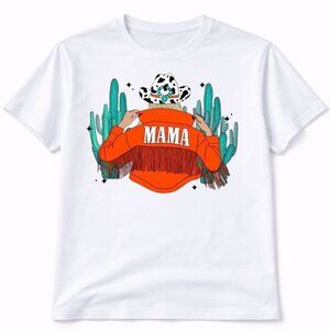 Mama Western Custom Graphic T Shirt Trendy Boutique Style Tee Womens White